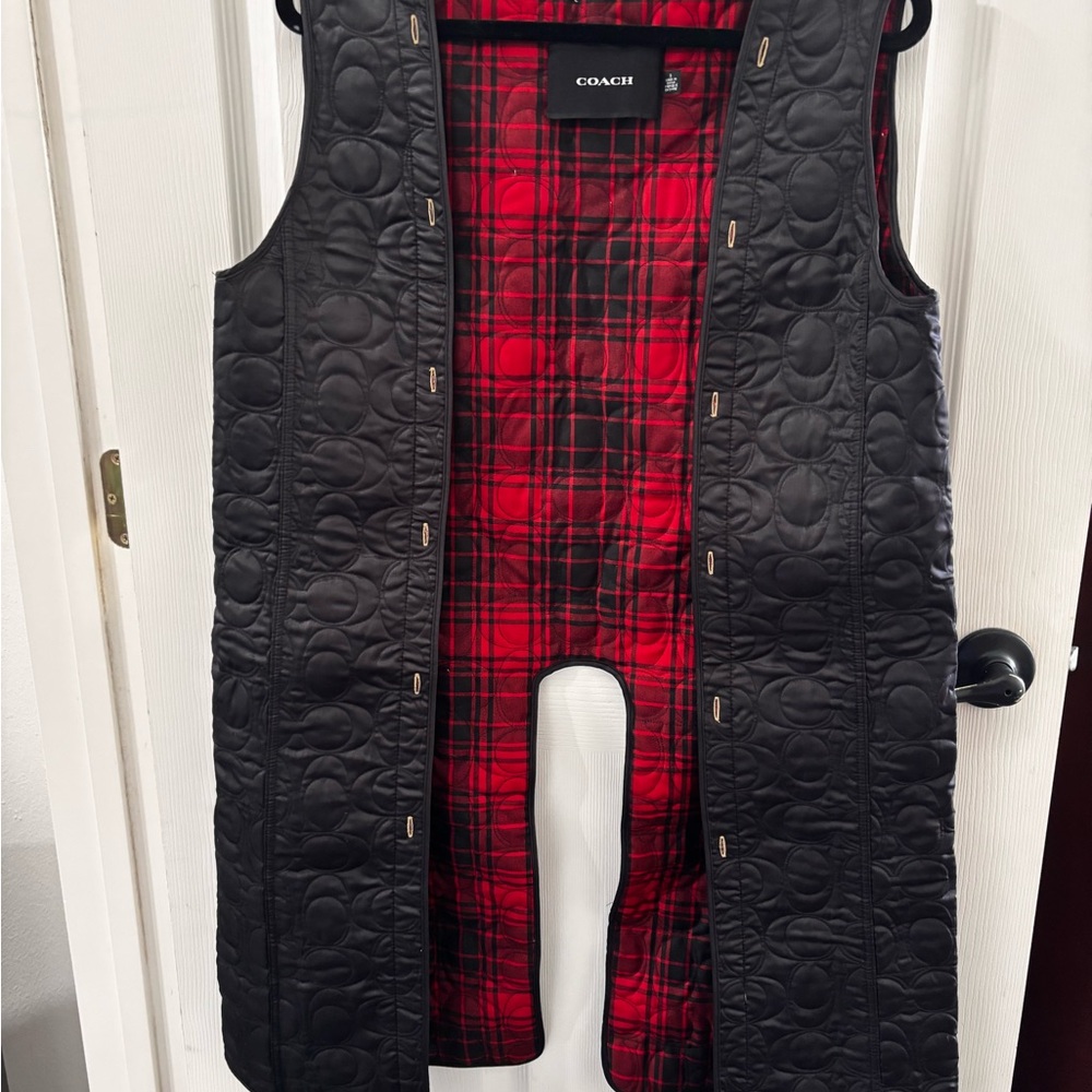 Coach Red and Black Plaid Fabric